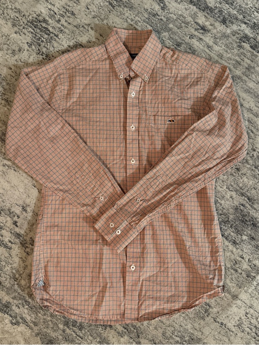 Men's Long-Sleeve Button-Down Dress Shirt - Orange Plaid